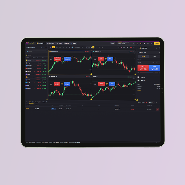 Tablet web trading layout